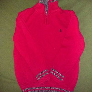 Boy's red 3/4 zip up pullover sweater